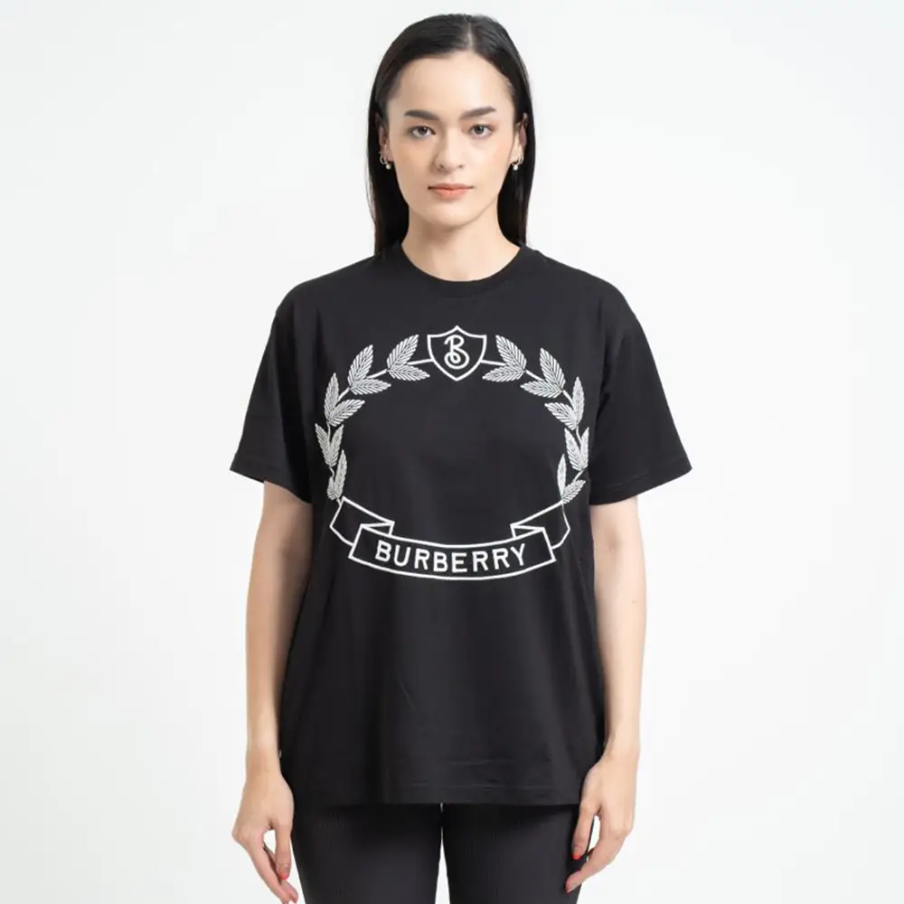 Burberry Oak Leaf Crest Cotton Oversized T-Shirt Black – voilà.id