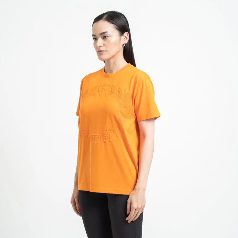 Burberry Oak Leaf Crest Cotton Oversized T-Shirt Bright Orange 