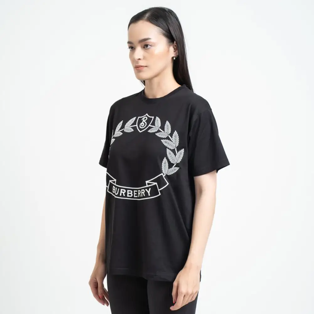 Burberry Oak Leaf Crest Cotton Oversized T-Shirt Black – voilà.id
