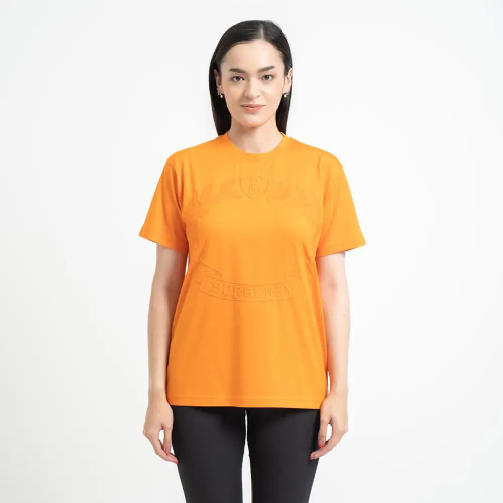 Burberry Oak Leaf Crest Cotton Oversized T-Shirt Bright Orange 