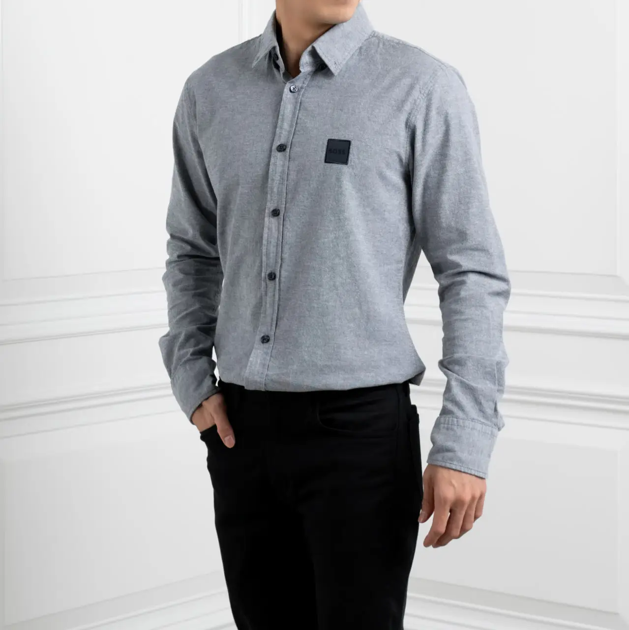 Hugo Boss Mabsoot_2 Slim Fit Stretch Cotton Shirt Dark Blue – voilà.id