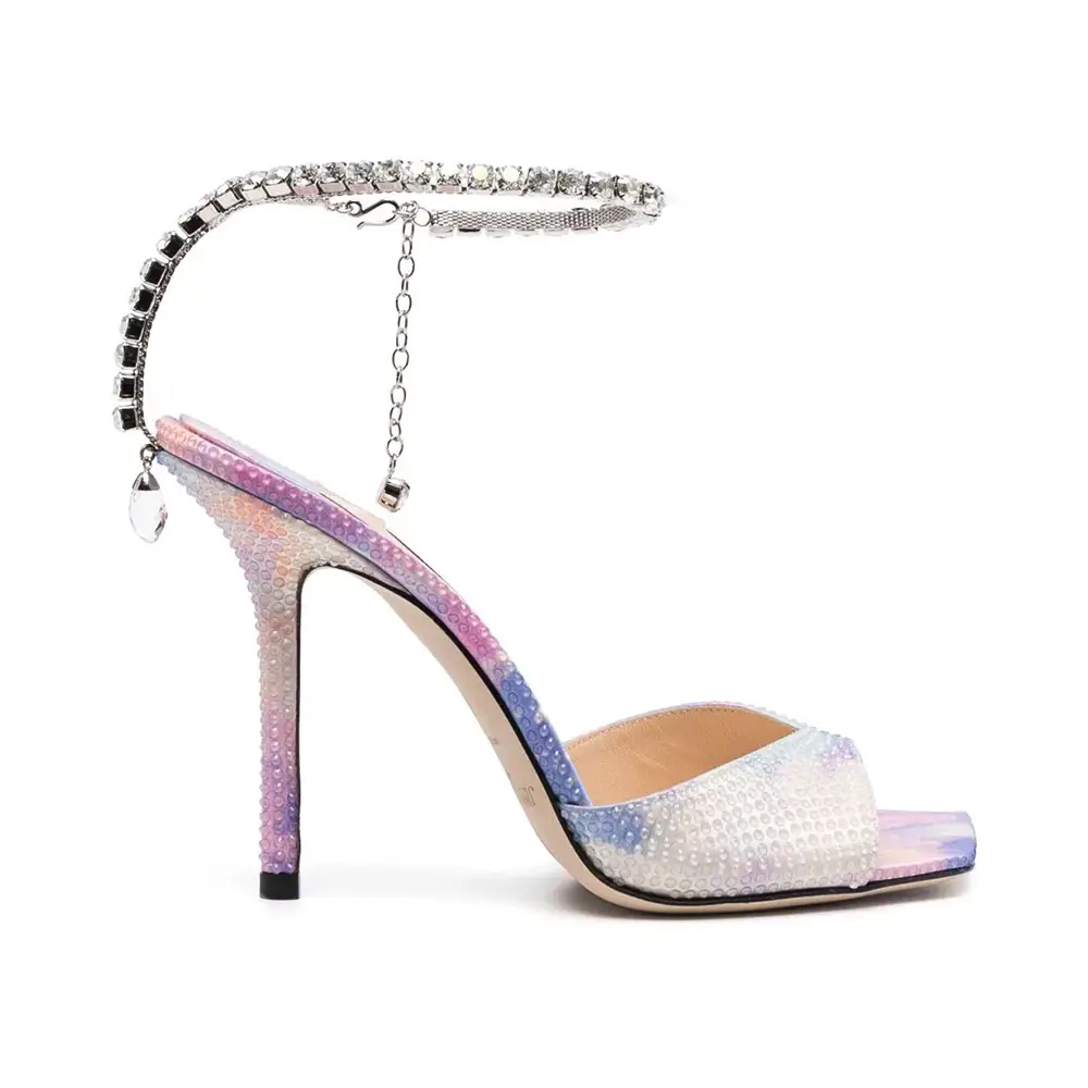 Jimmy Choo Saeda Sandals 100 Crystal Embellished with Crystal 