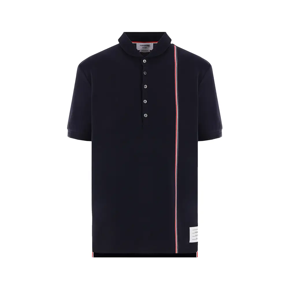 Thom Browne RWB Stripe at Front Left Polo Shirt Blue – voilà.id
