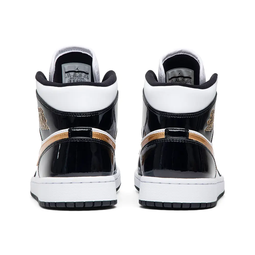 Air jordan 1 mid black and gold patent leather best sale