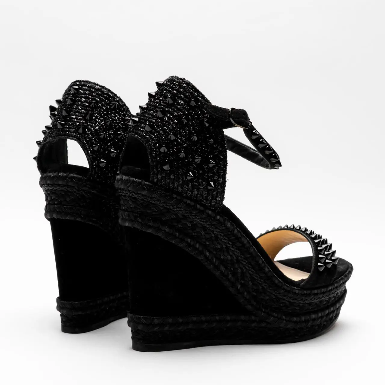 Christian louboutin black wedges best sale