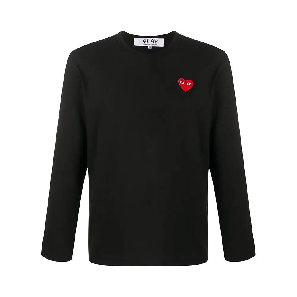 Comme Des Garcons Heart Patch Long Sleeves T-Shirt Black Man