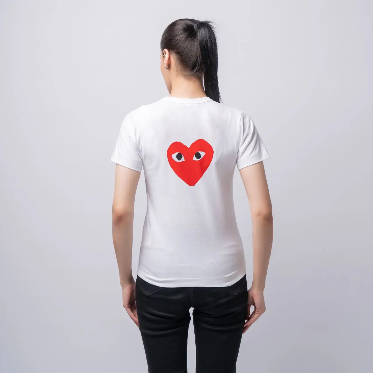 Comme des garcons play women's double red heart tee best sale