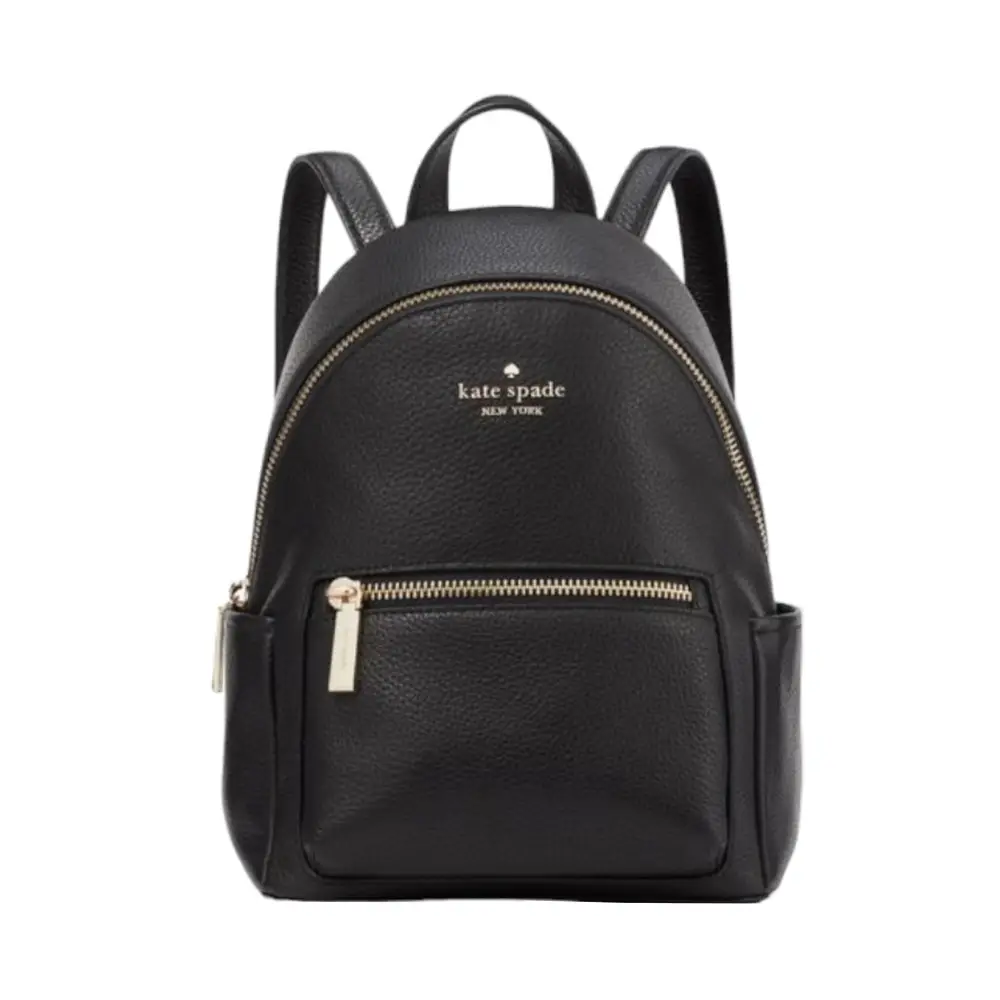 Black leather kate spade backpack sale