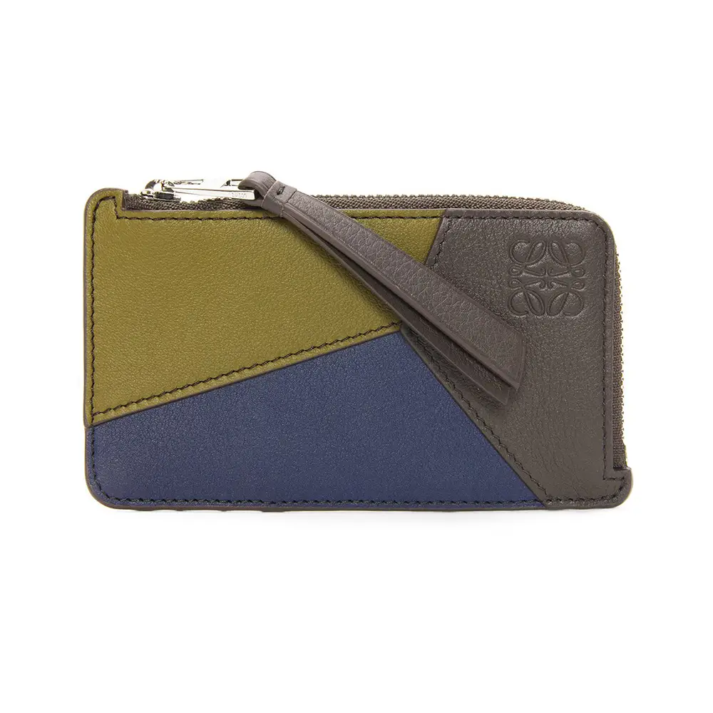 Loewe Puzzle Coin Classic Calfskin Card Holder Olive Dark