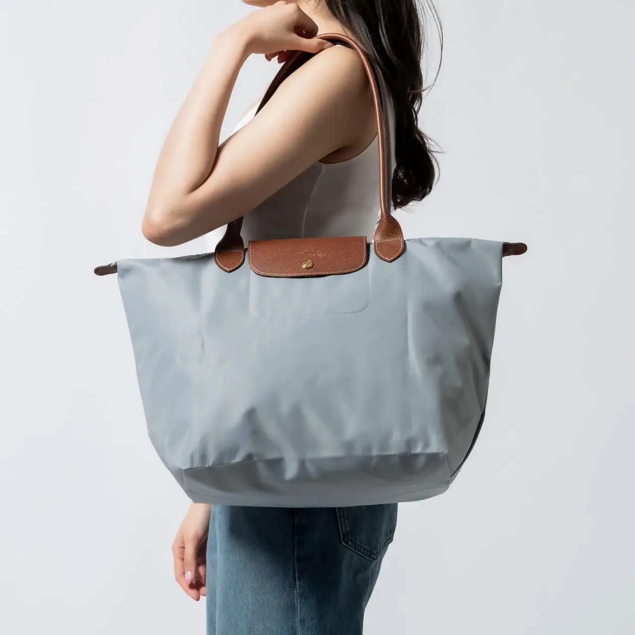 Light grey longchamp bag best sale