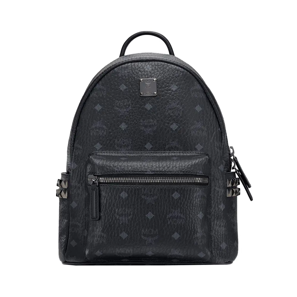 Mcm black leather backpack hotsell