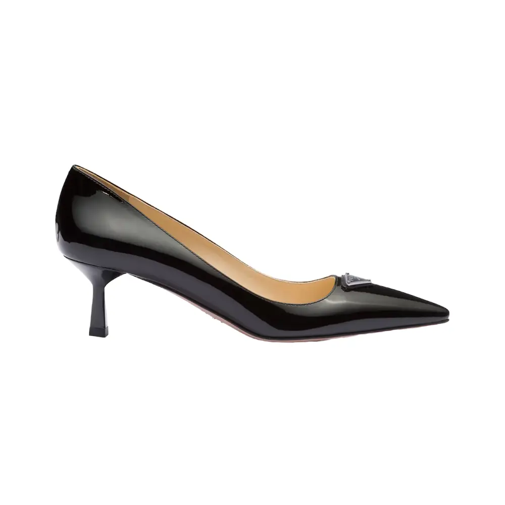 Prada black patent leather pumps new arrivals