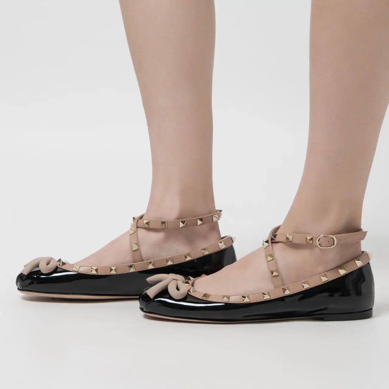 Valentino garavani rockstud leather ballerinas discount