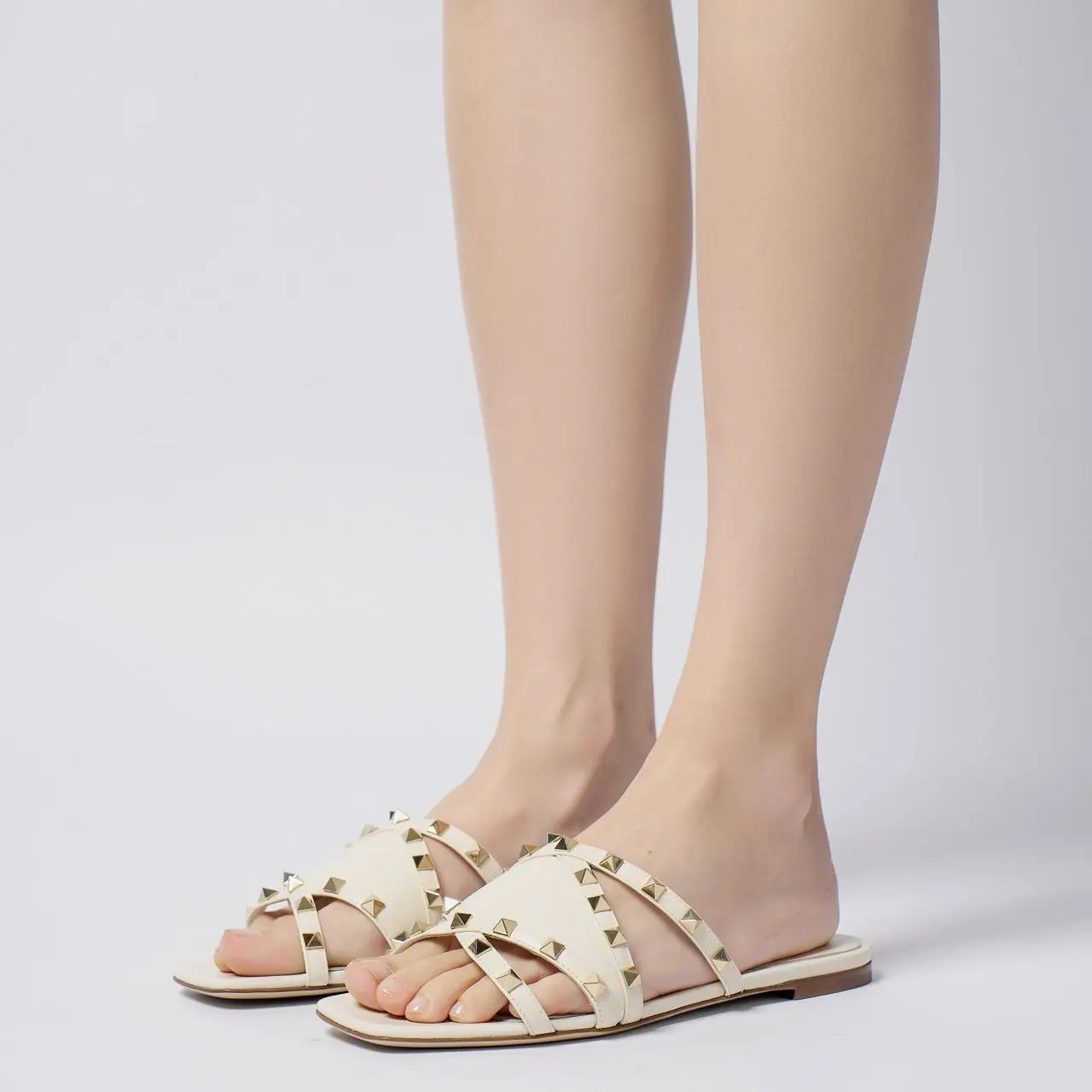 Valentino rockstud sandals white sales
