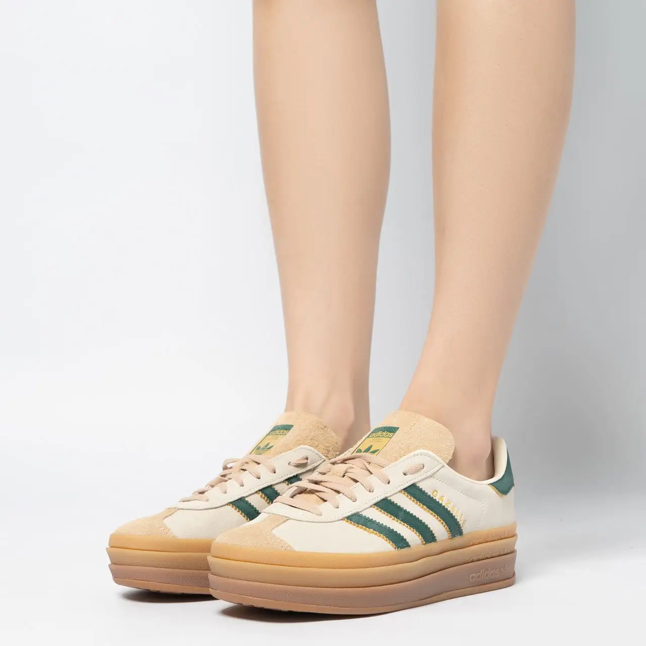 adidas gazelle silver green womens adidas Gazelle Bold Magic Beige Collegiate Green
