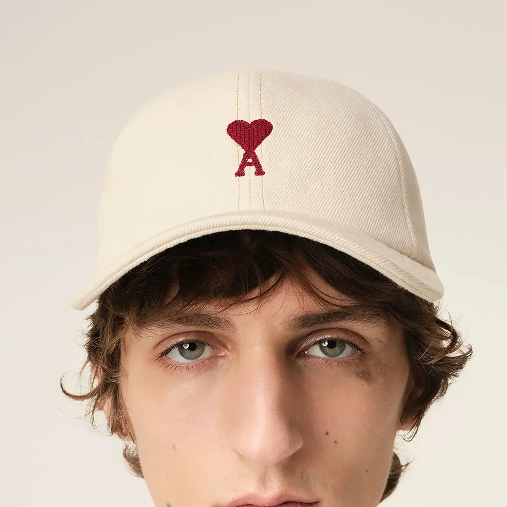 AMI Paris Logo-Embroidered Baseball Cap Unisex Tan Red Logo One Size Adult* Note s-l400.jpg main image 3