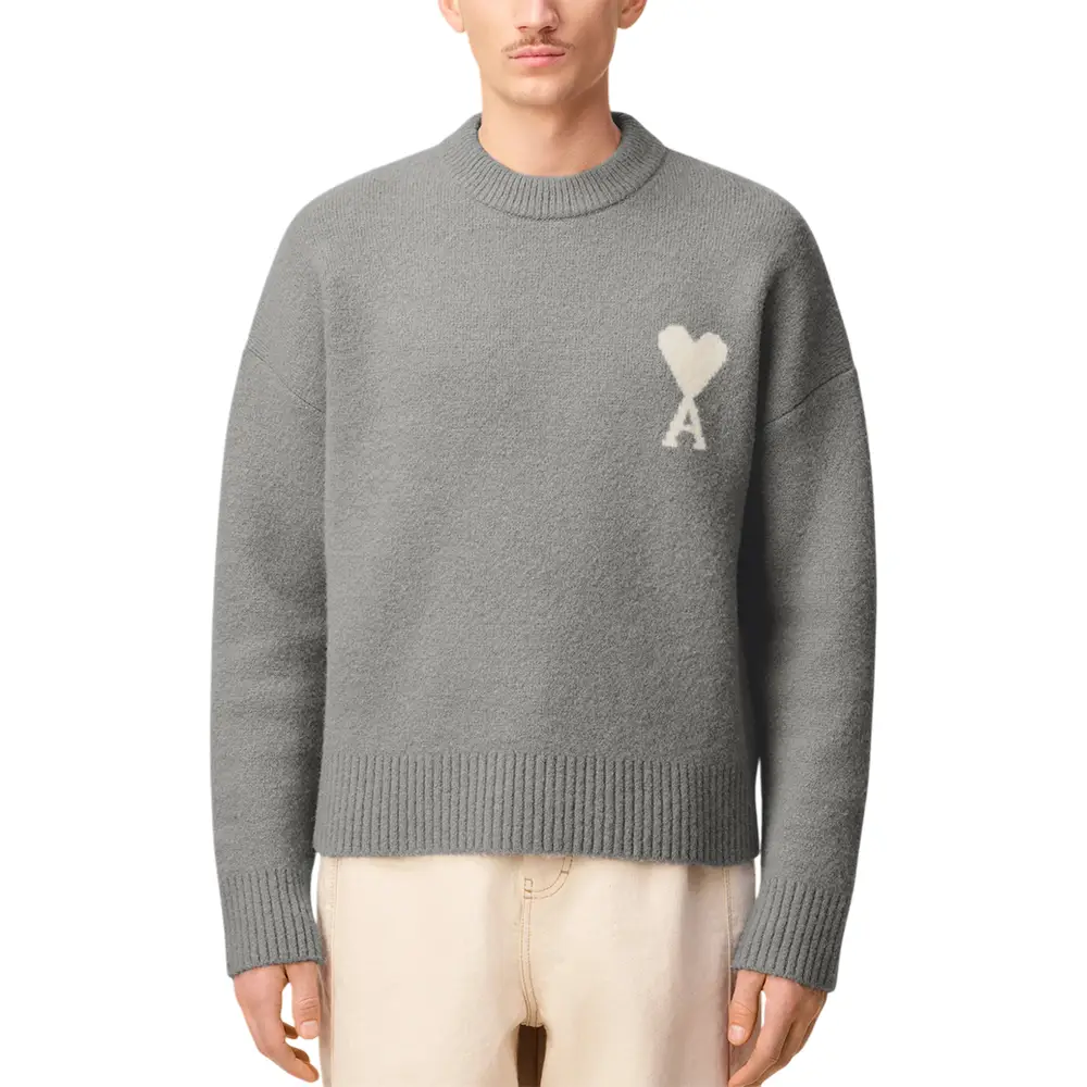 AMI Paris Ecru Ami De Coeur Pullover Grey –