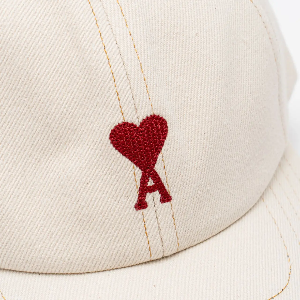 AMI Paris Red Ami de Coeur Denim Embroidery Cap Beige – voilà.id display picture 1