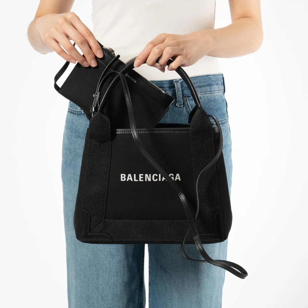 Balenciaga Navy Cabas XS Canvas All Black – voilà.id