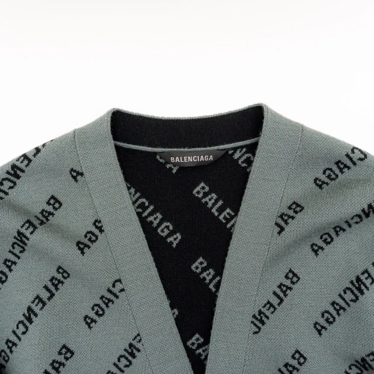 Balenciaga Mini Allover Logo Cotton Cardigan Grey/Black – voilà.id