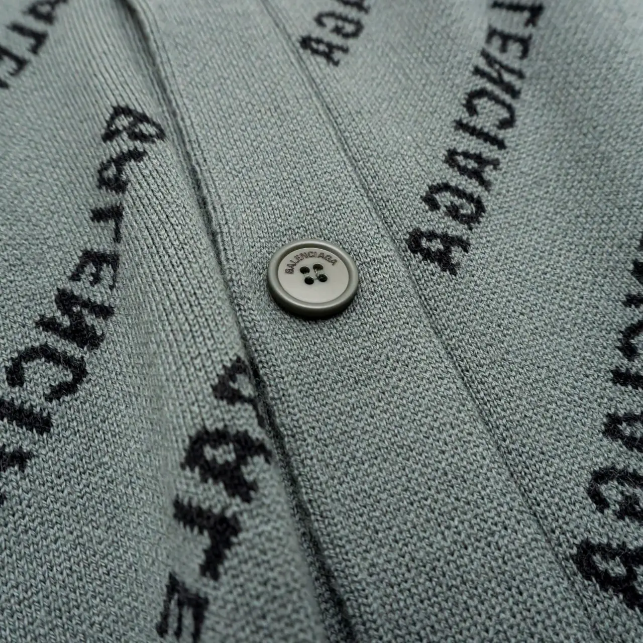Balenciaga Mini Allover Logo Cotton Cardigan Grey/Black – voilà.id