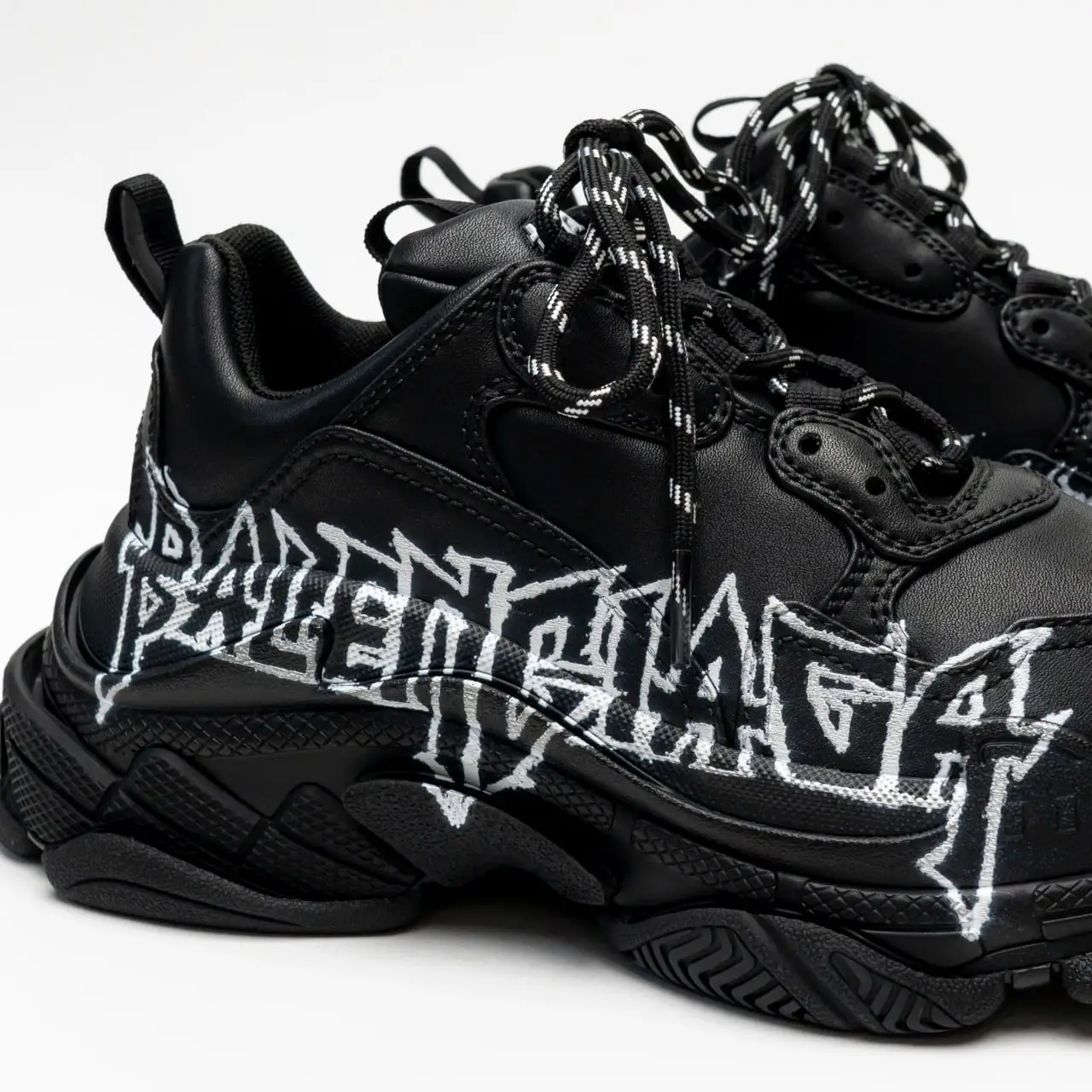 Balenciaga Triple S Sneakers DIY Metal Black White Women – voilà.id