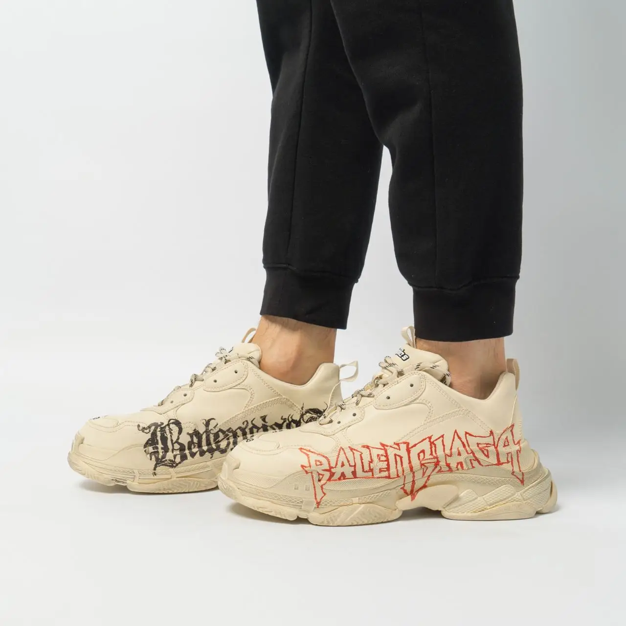 Balenciaga Triple S Sneaker DIY Metal in Beige White Red Black Men 
