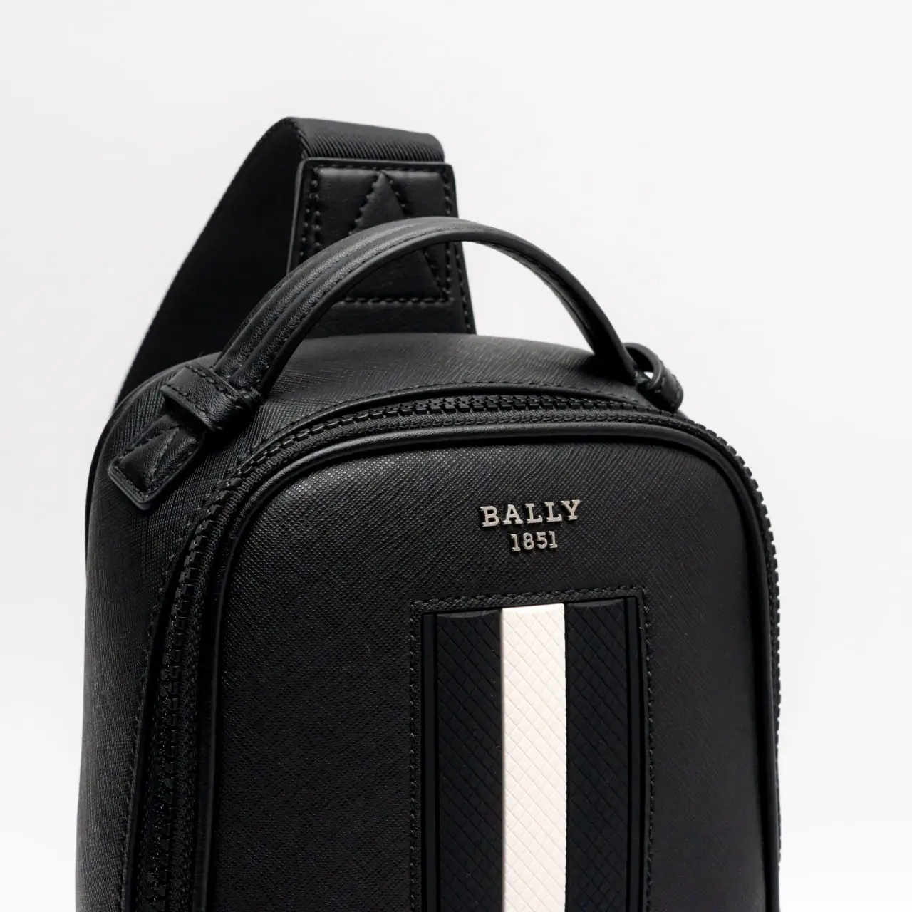 Bally Malikho Recycled Leather Sling Bag Black White – voilà.id