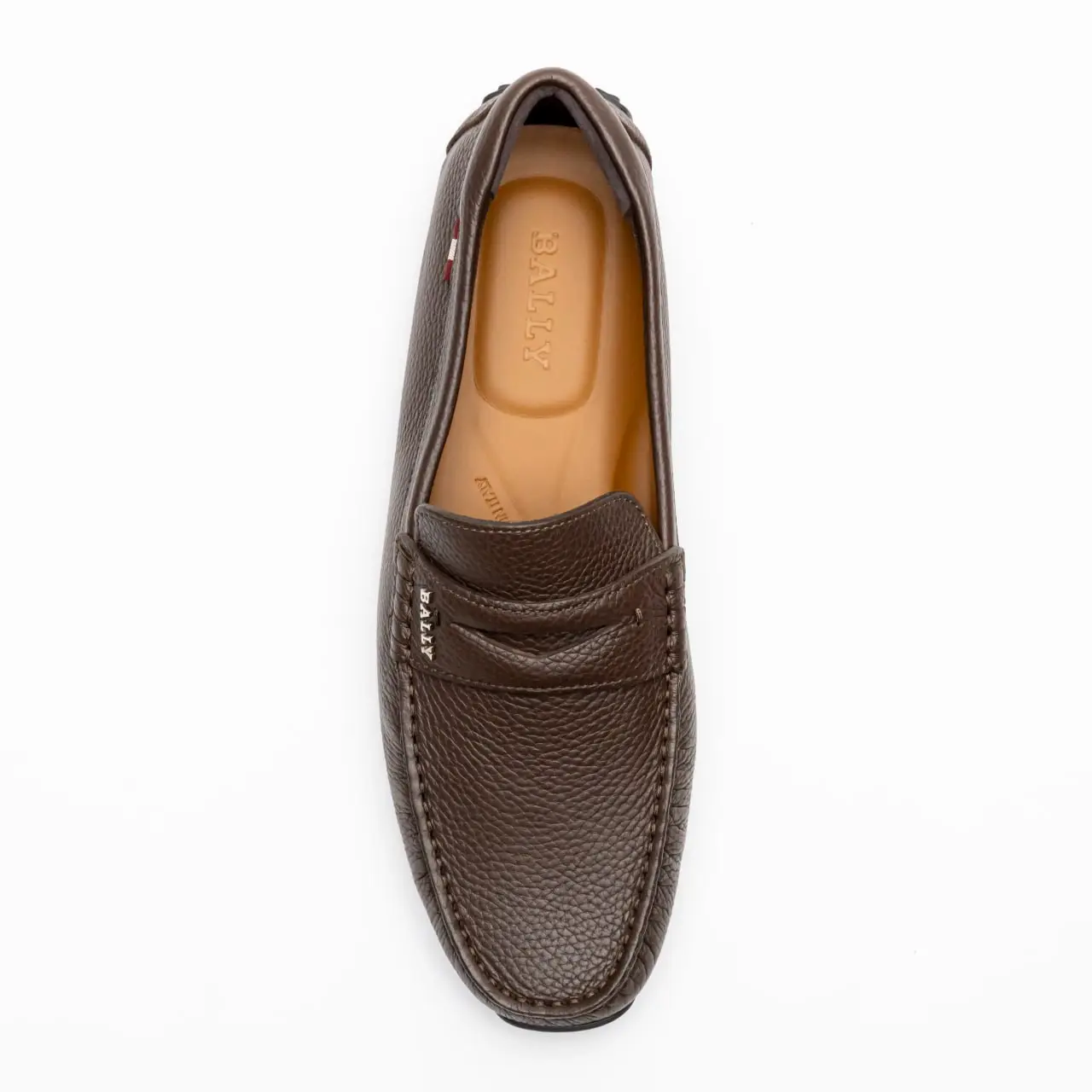 Bally Pavel Signature Leather Driving Loafers 11.5 Mens Classic Preppy Sporty Bally Pavel Grained Leather Drivers Coffee – voilà.id main image 4