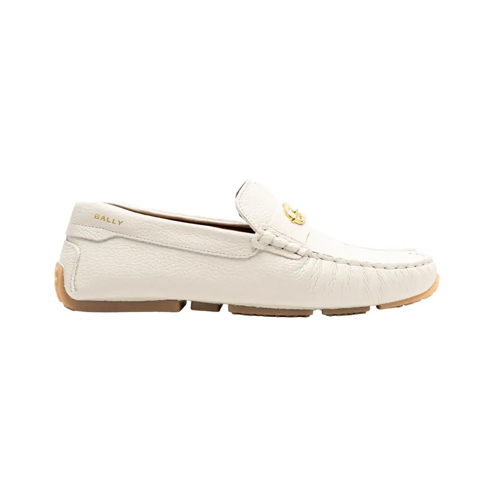 Bally Parris Grained Leather Loafers Dusty White – voilà.id display picture 1