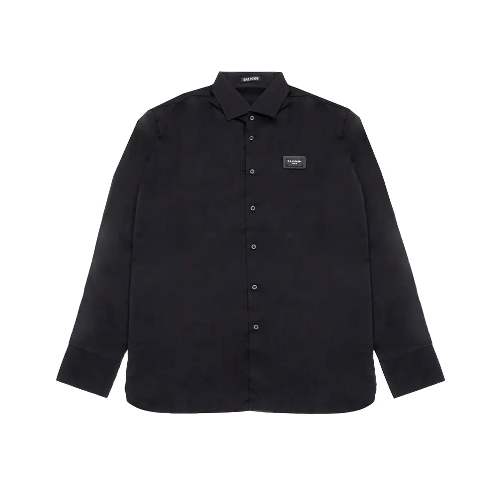 Balmain Text Sketch White Back Long Sleeves Shirt Black –