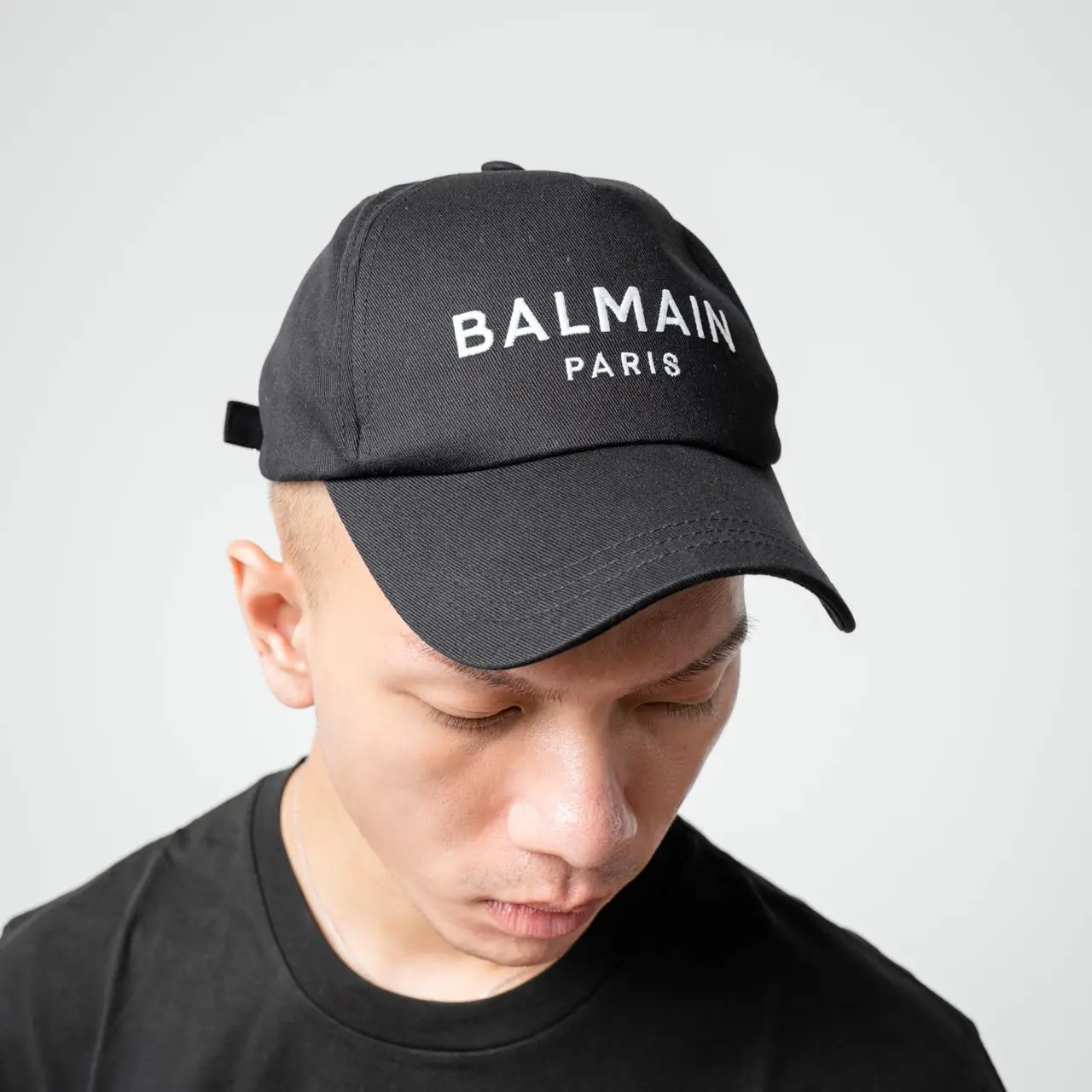 Balmain Logo Embroidered Cotton Ball Cap Black – voilà.id