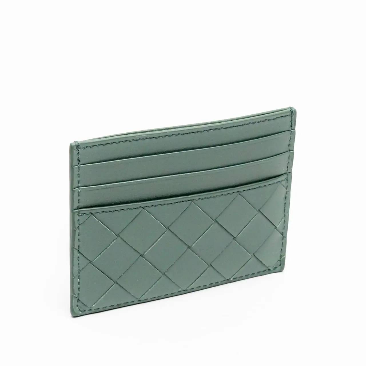 Bottega Veneta Intrecciato 15 Credit Card Case In Kaki &amp; Olive Oil | FWRD