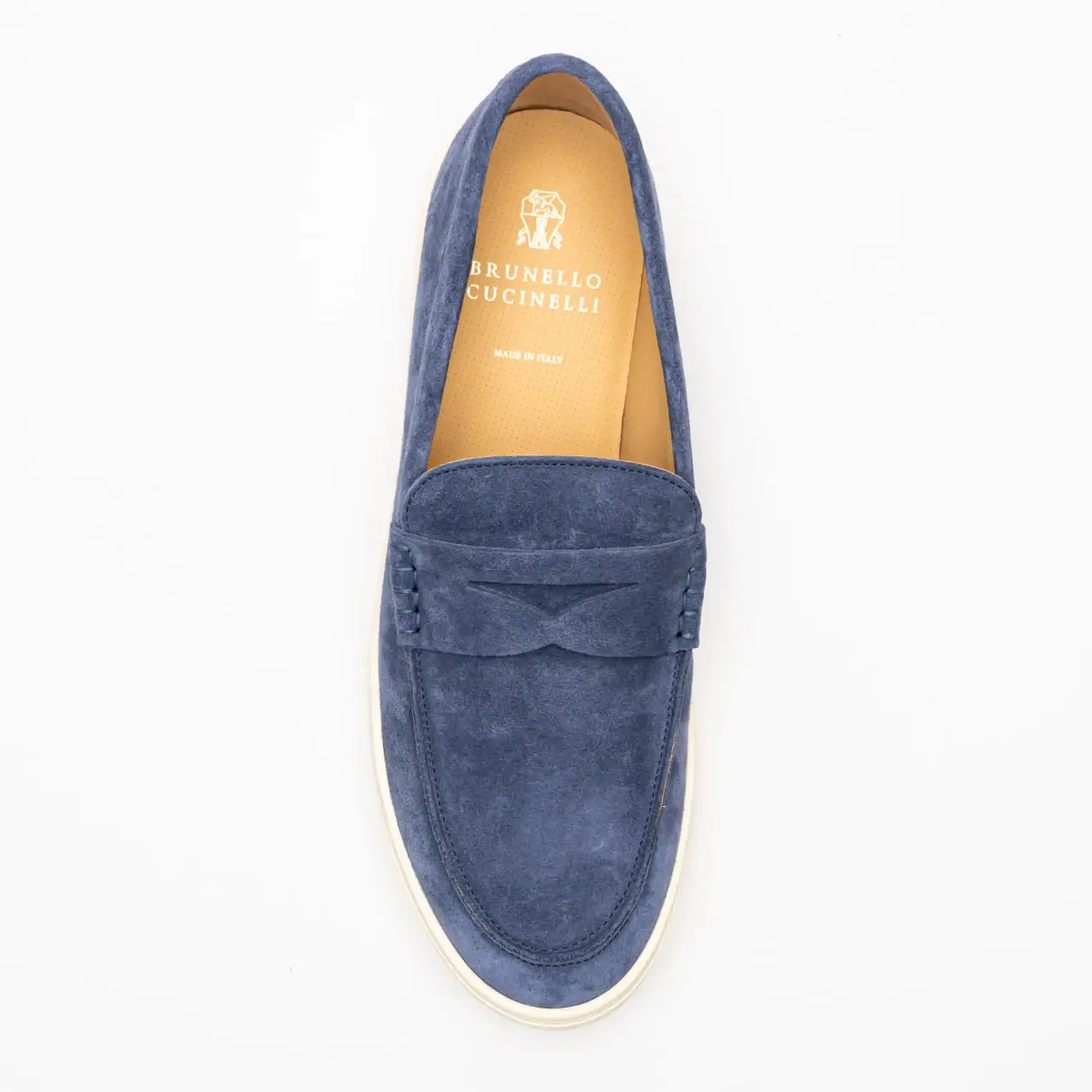 BRUNELLO CUCINELLI blue suede moccasin loafers in EUC! Brunello Cucinelli - Ocean Blue Woven Suede Loafer main image 2