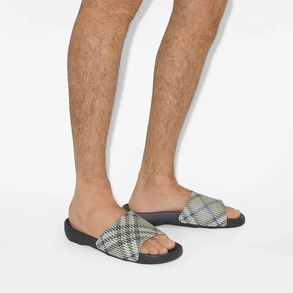 BNWT Burberry Archive Check Men\'s Sandals Slides In Lichen Grey Size 42 US 9 Burberry Furley Check Slide Sandals | Saks Fifth Avenue main image 4