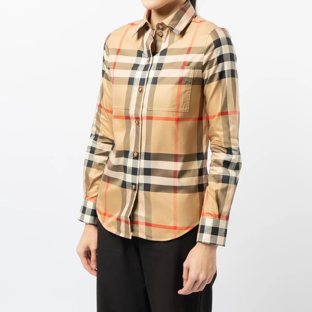 Burberry Check Cotton Slim Fit Long Sleeve Shirt Archive Beige 