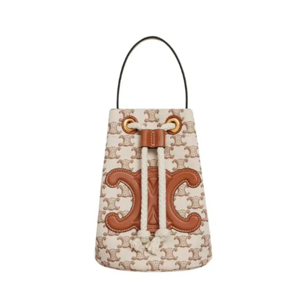 Teen Triomphe Drawstring Bucket Bag White Brown