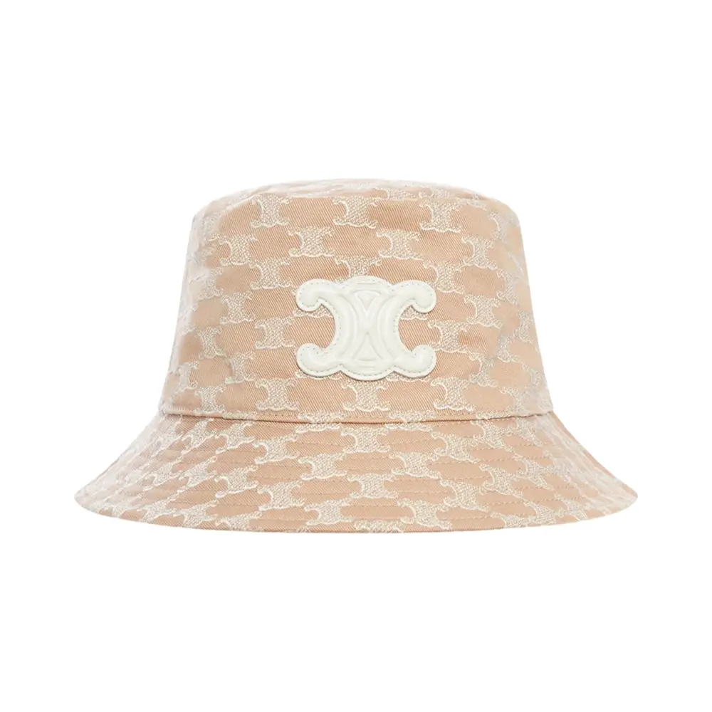 Celine Triomphe Bucket Hat Beige TRIOMPHE BUCKET HAT IN raffia - HONEY/CREAM | CELINE main image 4