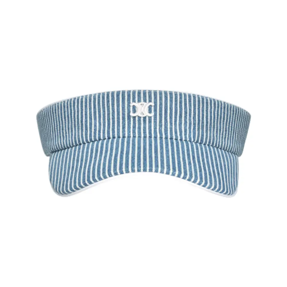 Celine Triomphe Visor Cotton Stripe Hat Blue – voilà.id display picture 1