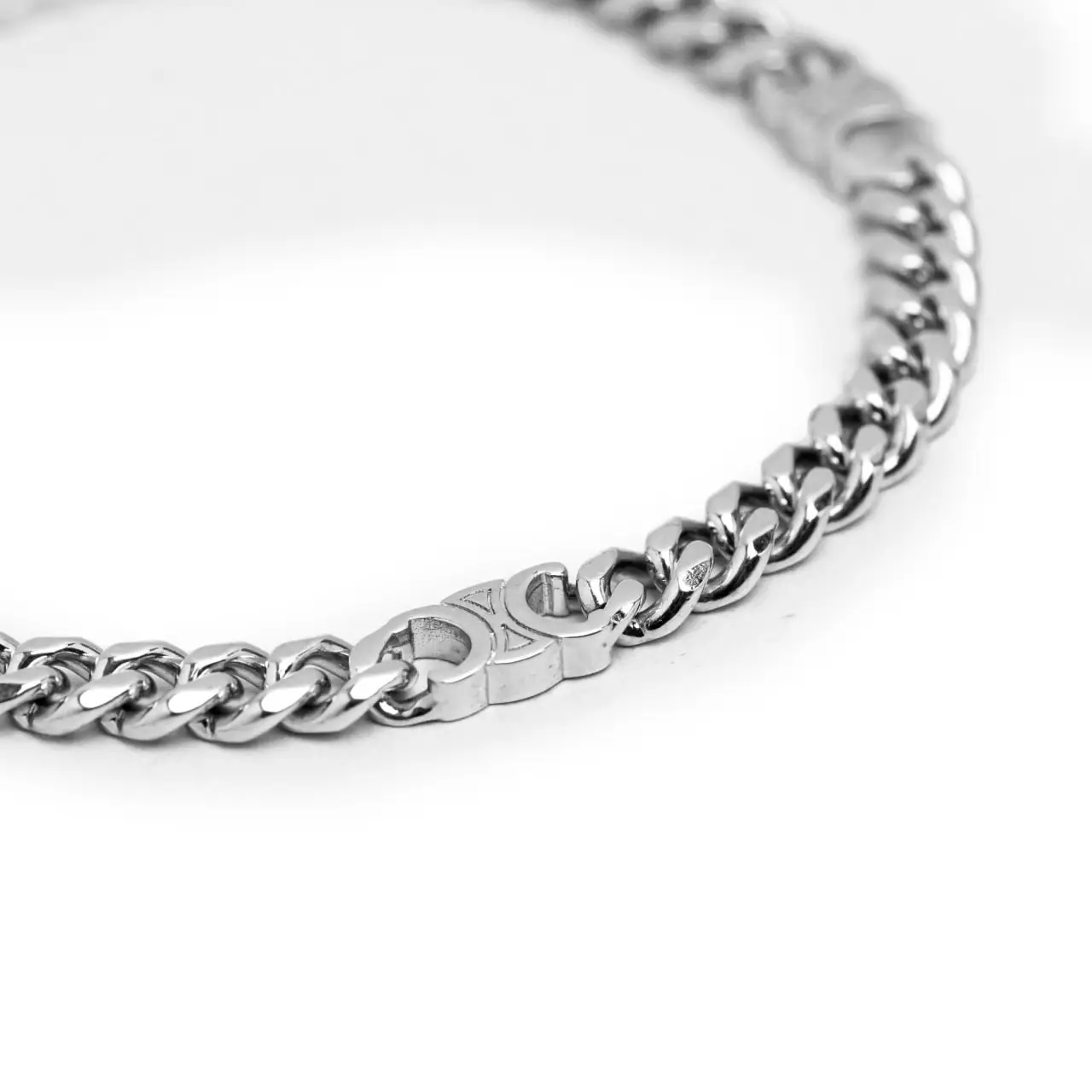 Celine Triomphe Small Gourmette Bracelet in Brass Rhw – voilà.id