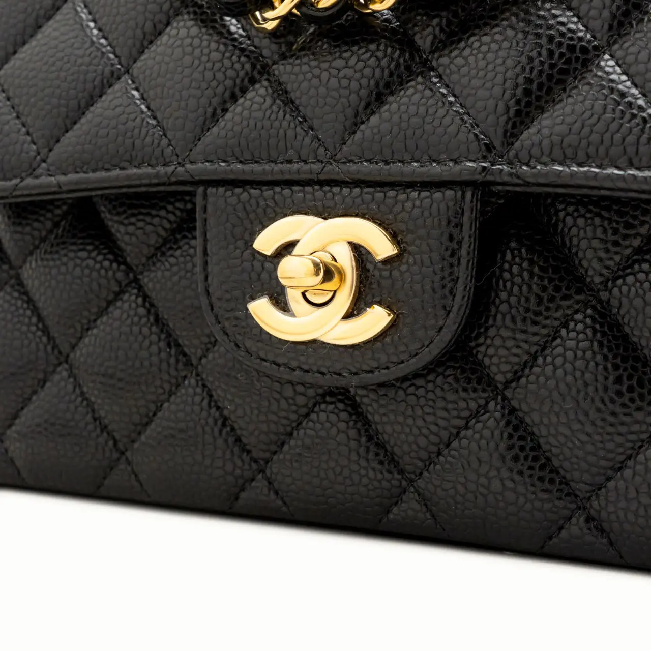 Chanel Small Classic Handbag Black Caviar Ghw –