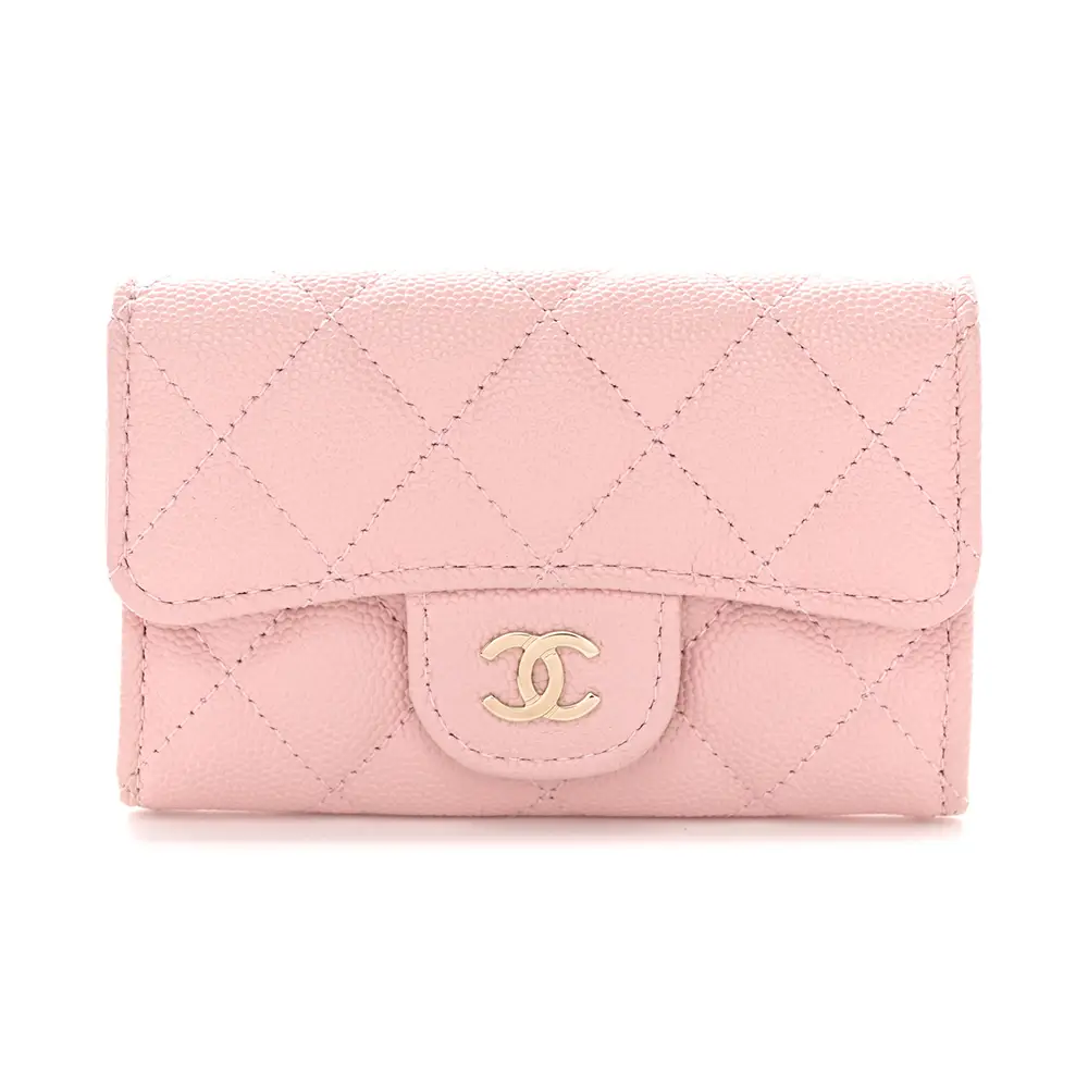Classic Caviar Card Holder Light Pink Lghw