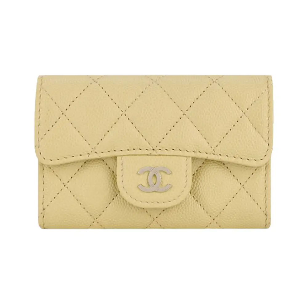 Classic Caviar Card Holder Jaune Yellow Lghw