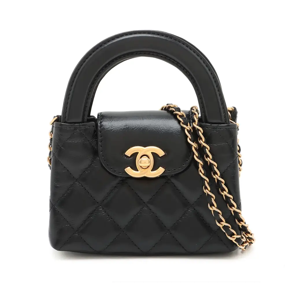 Chanel Kelly Micro Calfskin Clutch with Chain Black Ghw –