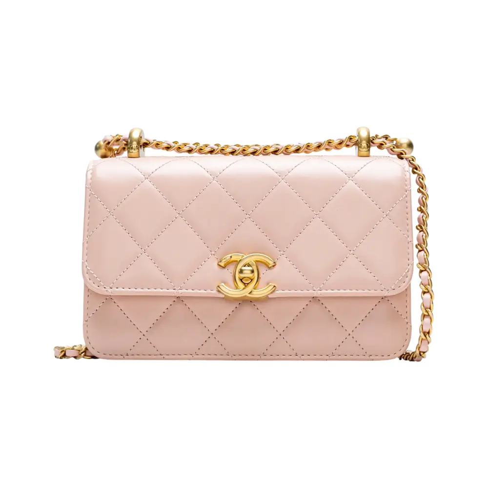 Chanel C24 Mini Flap Bag with Adjustable Strap Nude Pink Ghw