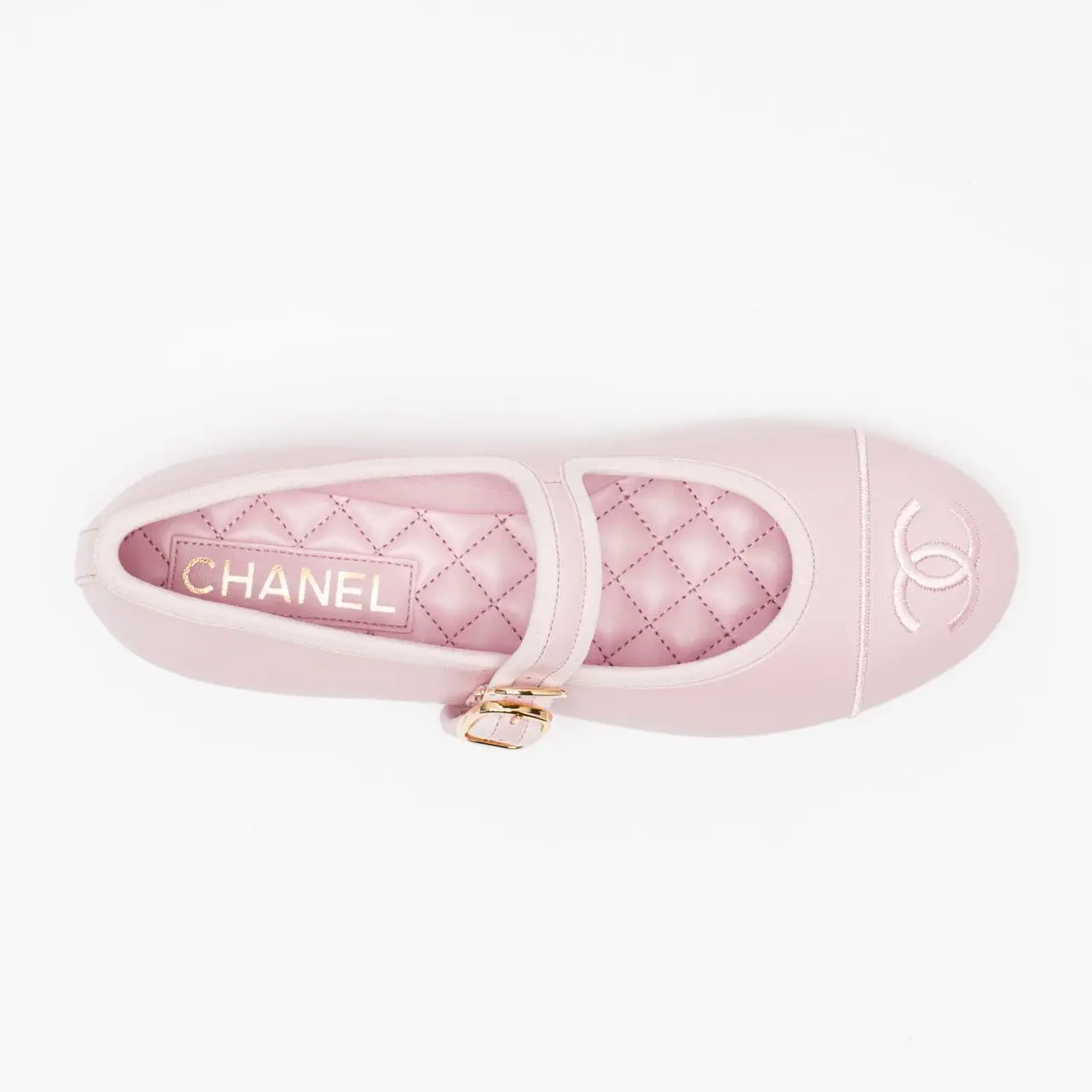 Chanel CC Mary Jane Ballet Flats Pink –
