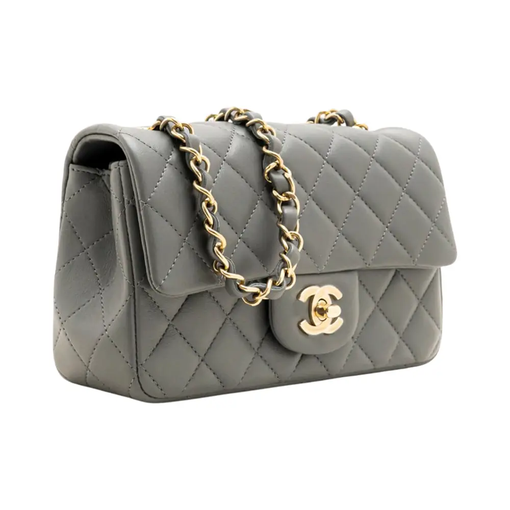 Chanel Mini Classic Handbag Dark Grey Lghw –