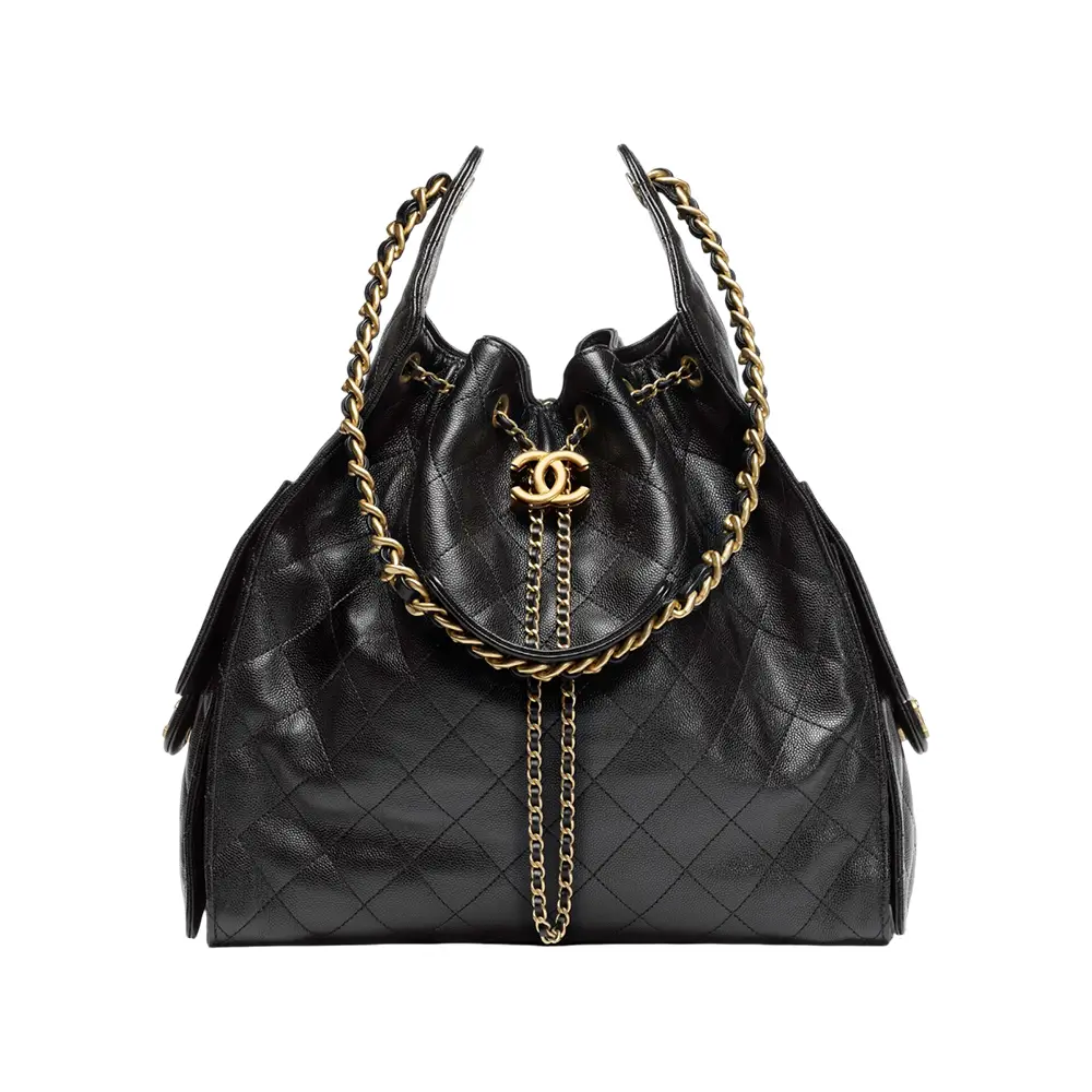 Chanel C25 Medium Handbag Caviar Leather Navy Blue Ghw –