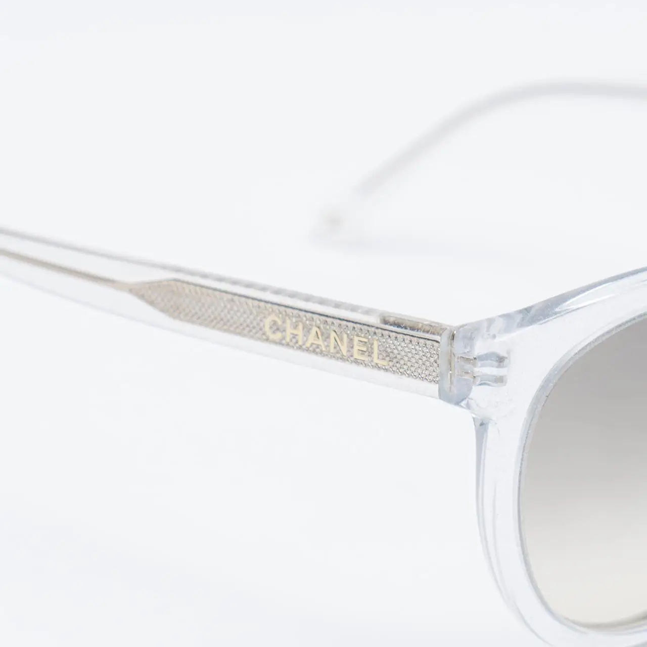 CHANEL Transparent Glitter Sunglasses Chanel Clear Rhinestone Logo Sunglasses – Treasures of NYC main image 2