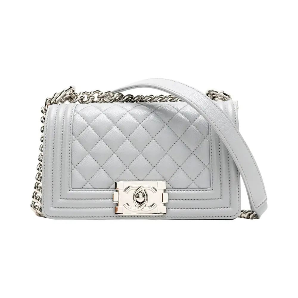 Chanel Boy Small Grey Caviar Shw –